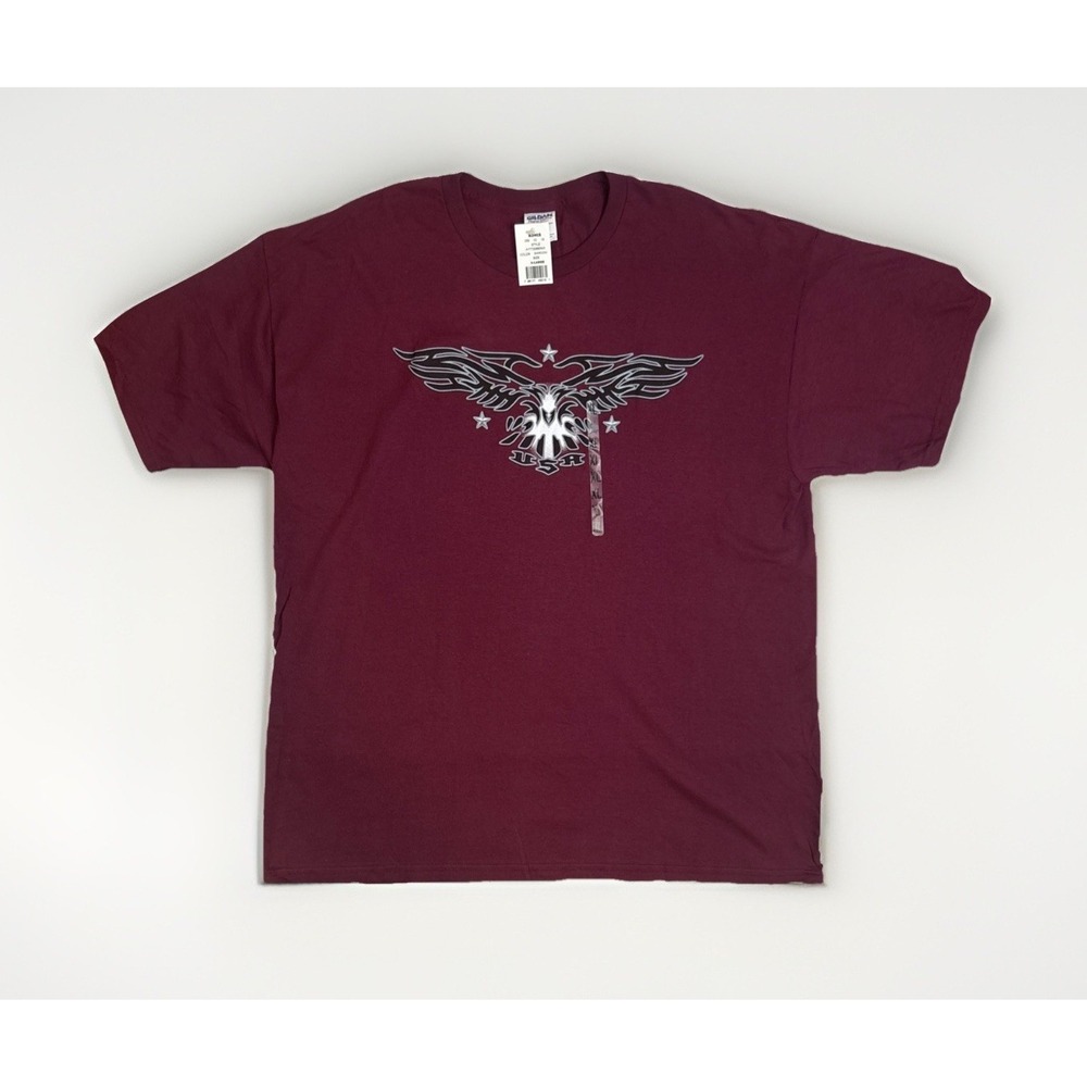 Gildan Heavy Cotton Y2K Tribal Eagle USA Burgundy Short Sleeve T-shirt Men's XL